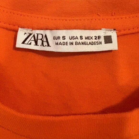 Zara size Small Women's Orange Crop Sleeveless Top, Cotton, Bright - Picture 4 of 5
